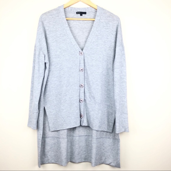 Gibson Gray Heather Oversized Hi-Low Easy Cardigan - Picture 11 of 12
